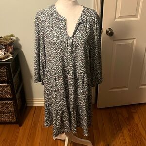 Market & Spruce floral print dress with pockets , v neck tie